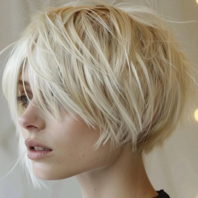 Layered Pixie Bob Ash Blonde — Simple Lengths Bob