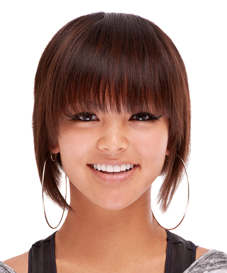 Dark Brown Bob Blunt Bangs — Simple Lengths Bob