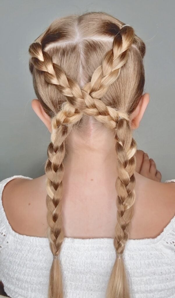 Mid-Back Blonde Wavy Two Large Braids Mid-Back Blonde Wavy Two Large Braids — Simple Little Girl Braids