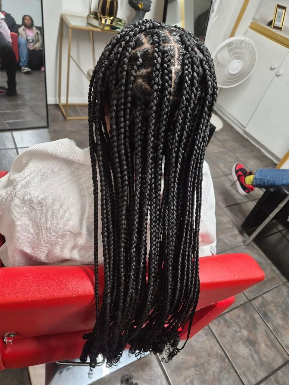 Mid-Back Black Braids Length and Density Mid-Back Black Braids Length and Density — Simple Little Girl Braids