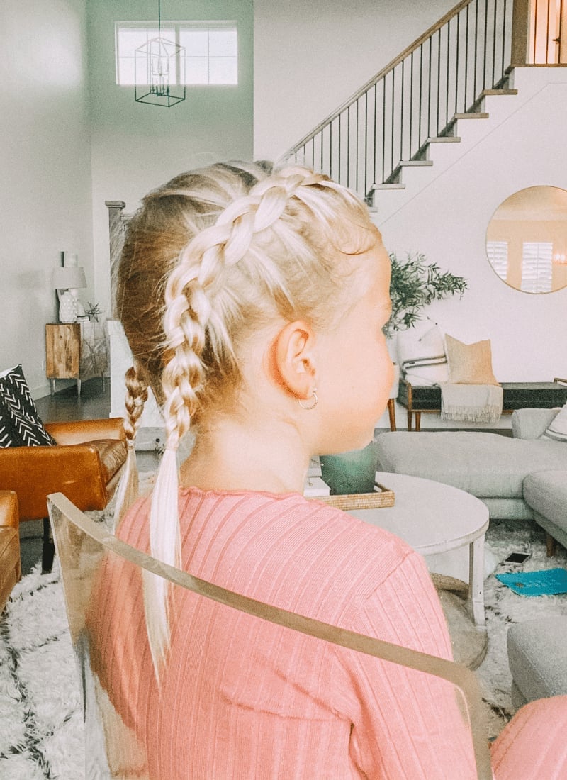 Mid-Back Blonde Wavy French Braids Mid-Back Blonde Wavy French Braids — Simple Little Girl Braids