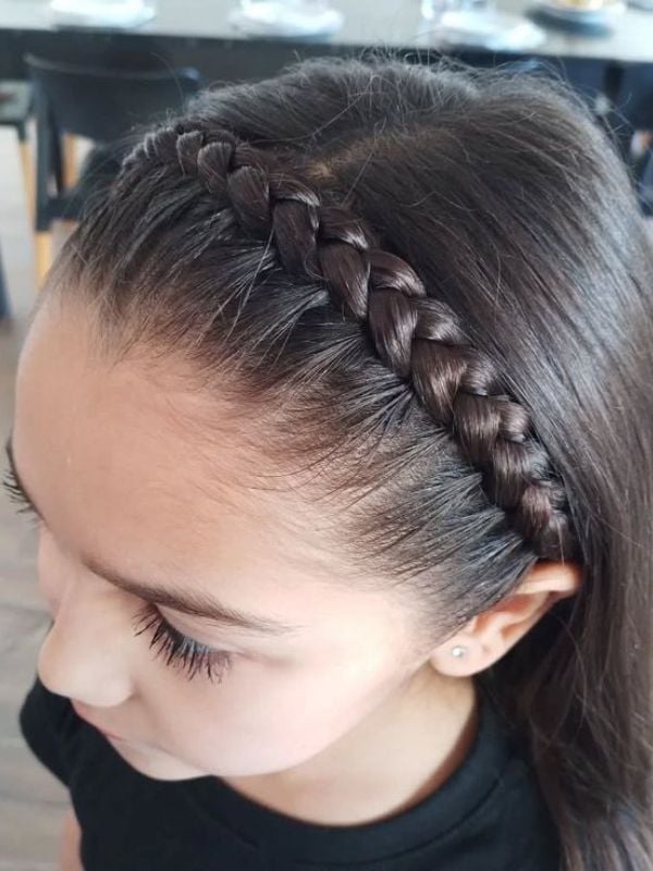 Dark Brown Straight Braid Headband Dark Brown Straight Braid Headband — Simple Little Girl Braids