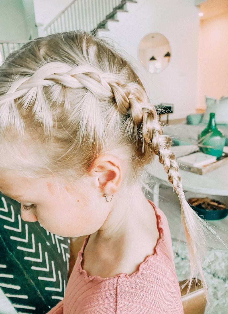 Mid-Back Blonde Wavy Two Braids Side View, Middle Mid-Back Blonde Wavy Two Braids Side View, Middle — Simple Little Girl Braids