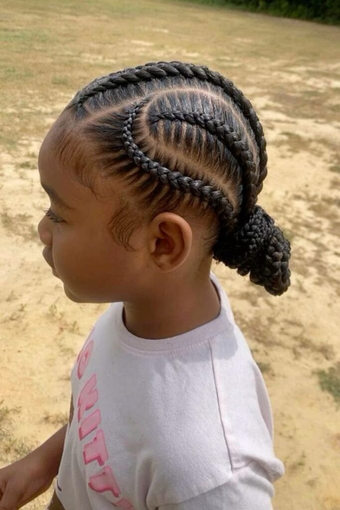 Heart-Shaped Cornrow Pattern Ponytail Heart-Shaped Cornrow Pattern Ponytail — Simple Little Girl Braids