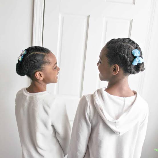 Collarbone Dark Brown Straight Braided Buns Collarbone Dark Brown Straight Braided Buns — Simple Little Girl Braids
