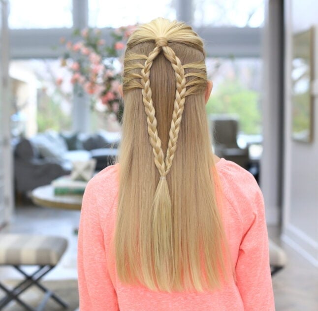 Mid-Back Double Braid With Smaller Braided Sections — Simple Little Girl Hairstyles