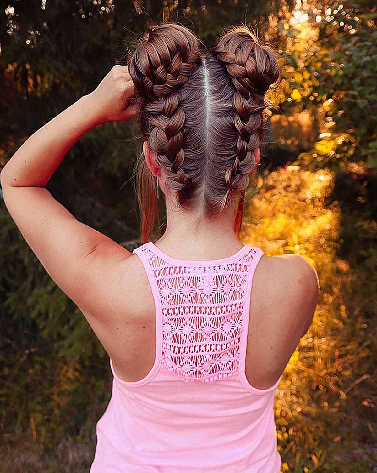 Shoulder Length Braided Space Buns — Simple Little Girl Hairstyles