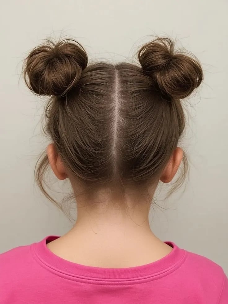 Shoulder Length Two High Buns — Simple Little Girl Hairstyles