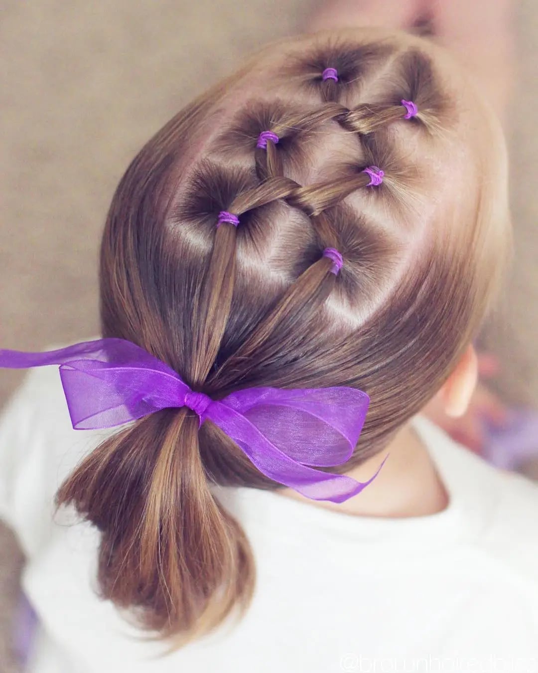 Shoulder Length Ponytail With Geometric Braids — Simple Little Girl Hairstyles