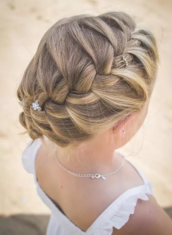 Shoulder Length French Braid Updo — Simple Little Girl Hairstyles