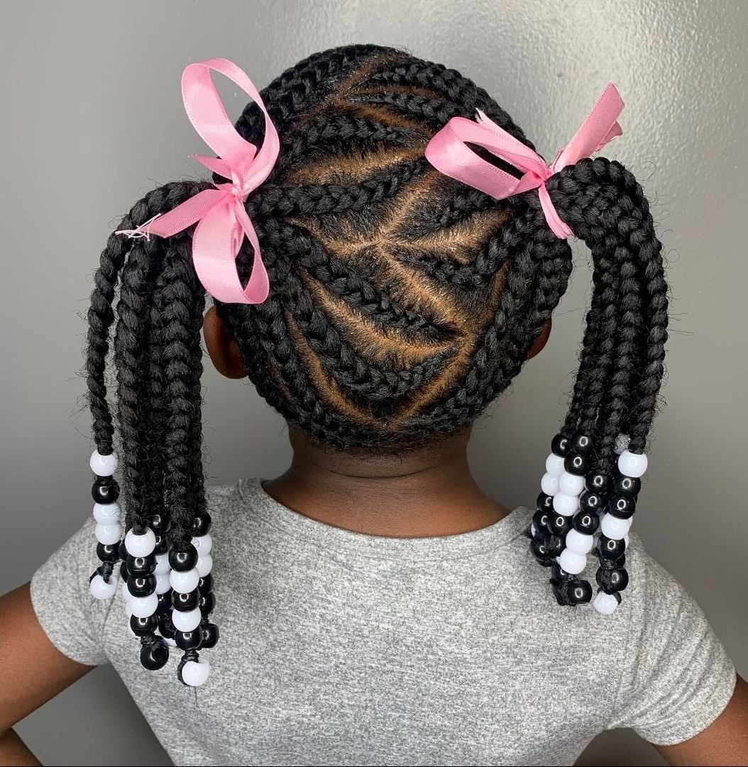 Mid-Back Intricate Braids And Pigtails With Beads — Simple Little Girl Hairstyles