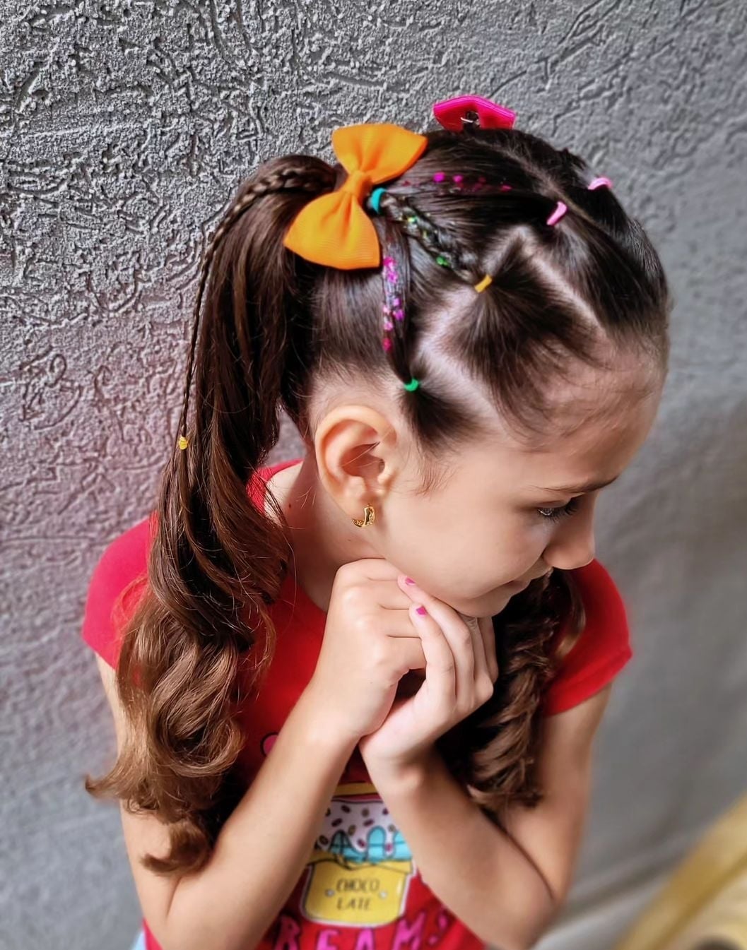 Mid-Back Multiple Braids And Pigtails With Accessories — Simple Little Girl Hairstyles