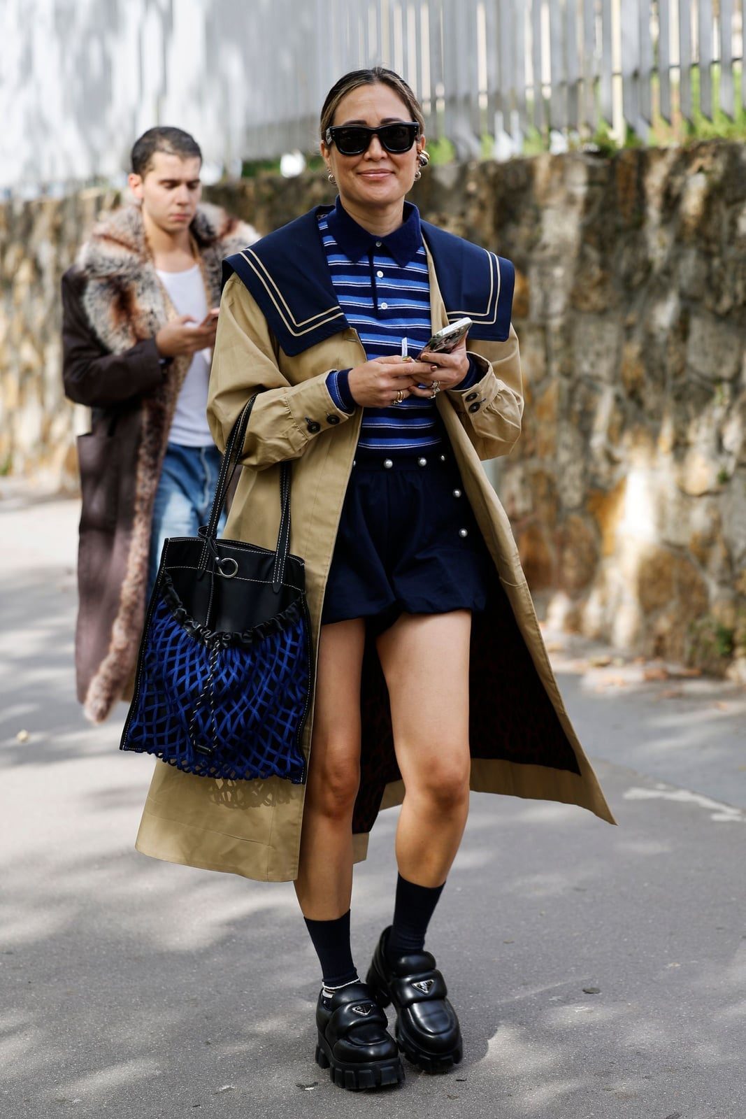 Chunky Loafers with Striped Top and Beige Trench Coat Chunky Loafers with Striped Top and Beige Trench Coat — Simple Loafer Outfits