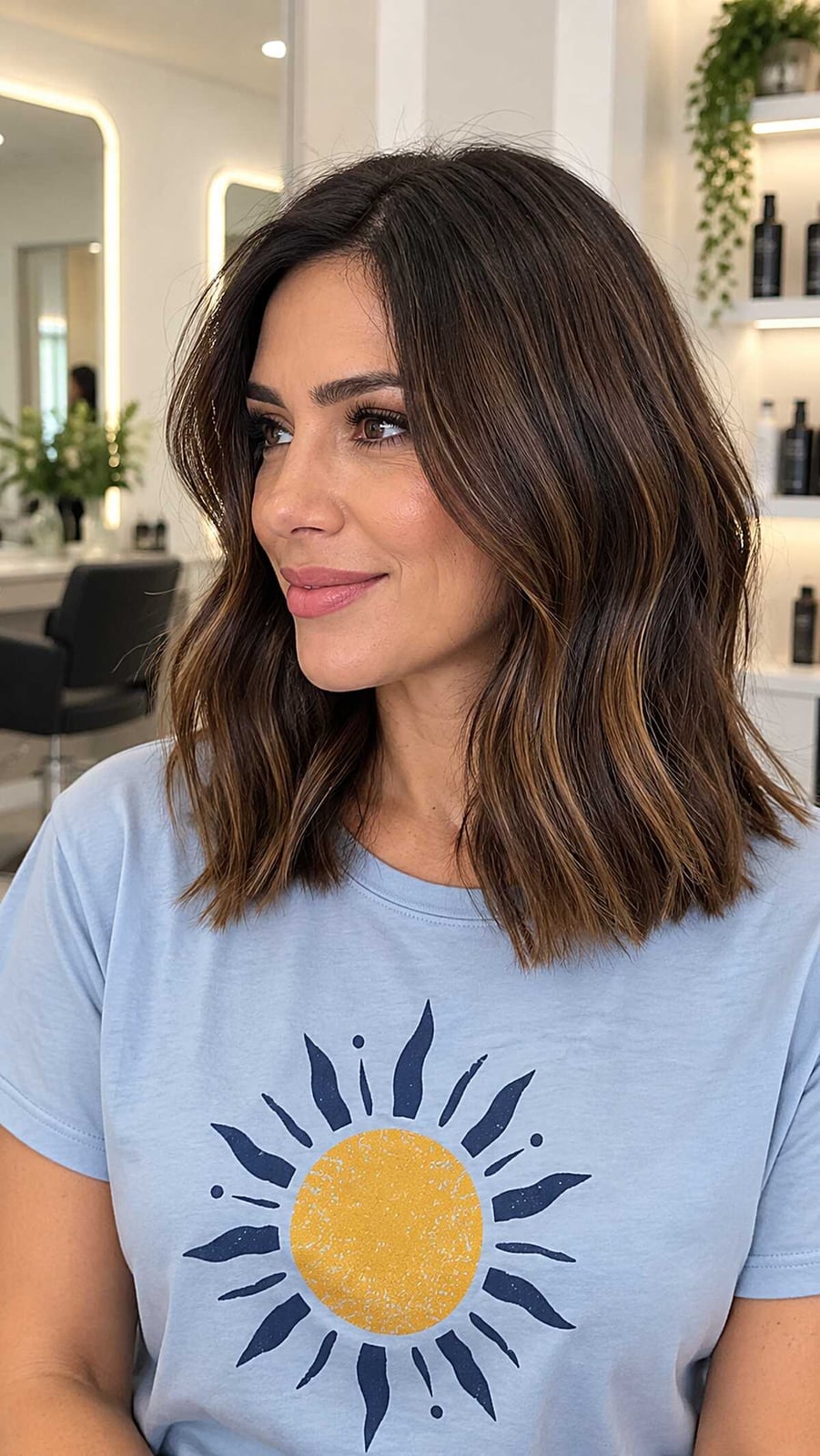 Dark Brown Lob With Face-Framing Layers, Close-Up Take Dark Brown Lob With Face-Framing Layers, Close-Up Take — Simple Lob Hair