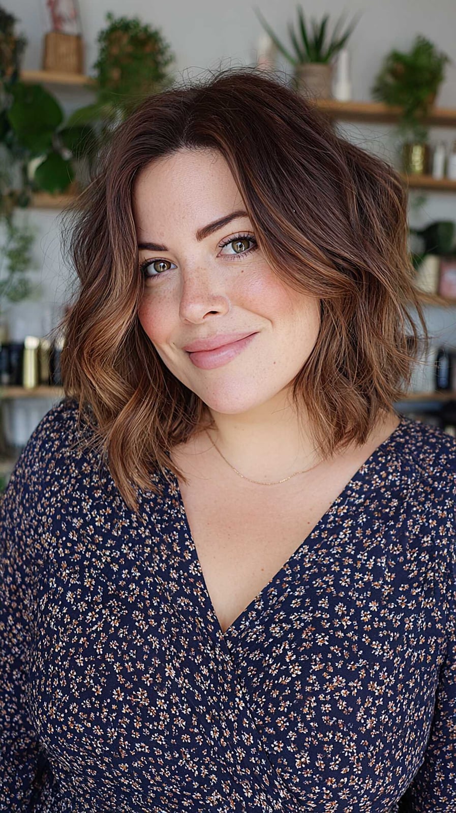 Rich Brown Lob With Caramel Highlights Rich Brown Lob With Caramel Highlights — Simple Lob Hair