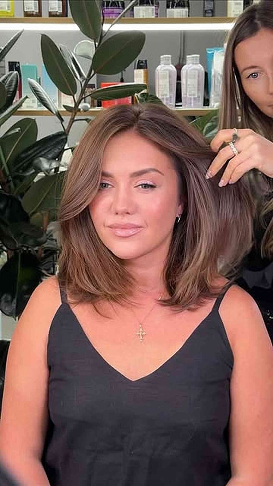 Dark Brown Blunt Lob Poker Straight Dark Brown Blunt Lob Poker Straight — Simple Lob Hair