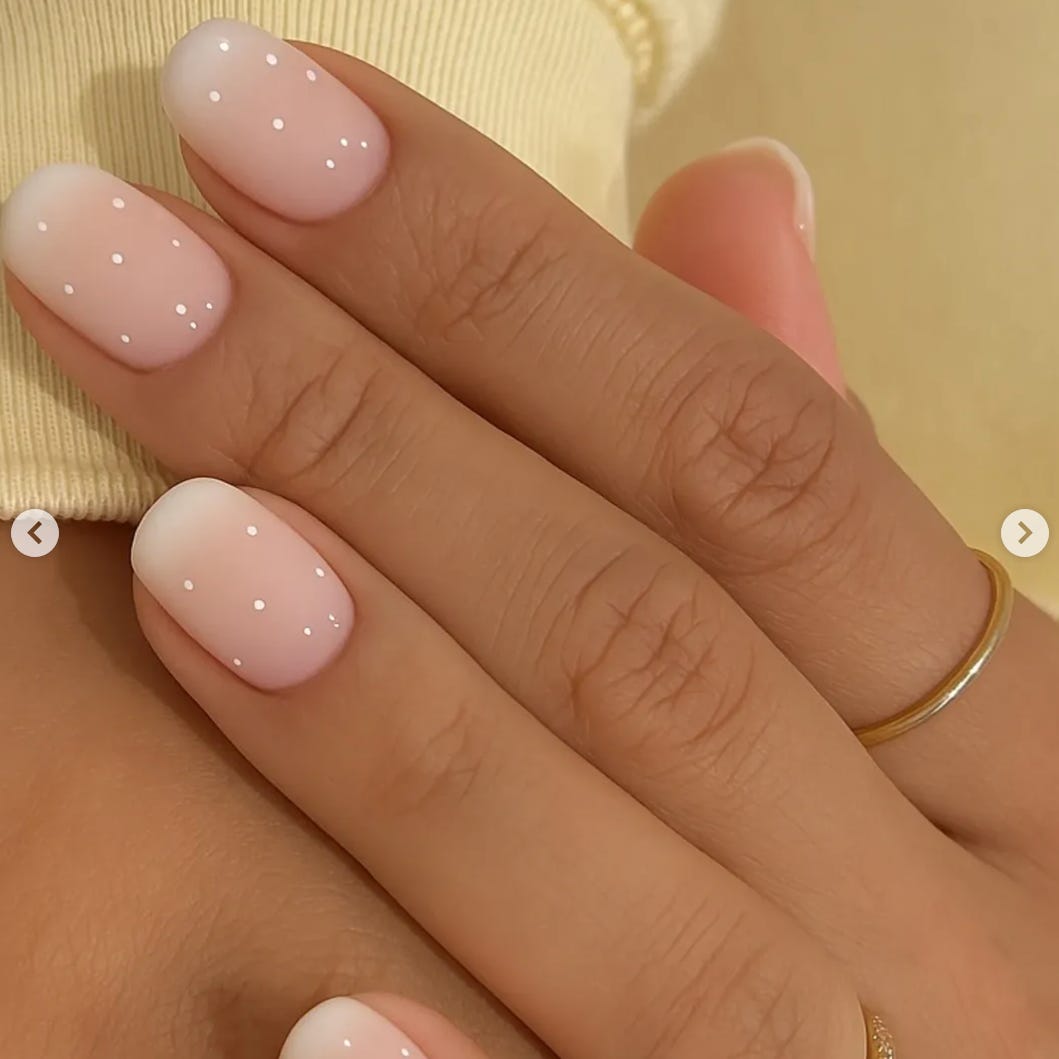 Sheer Milky White Minimalist Dot Short Oval Nails Sheer Milky White Minimalist Dot Short Oval Nails — Simple Luxury Nails