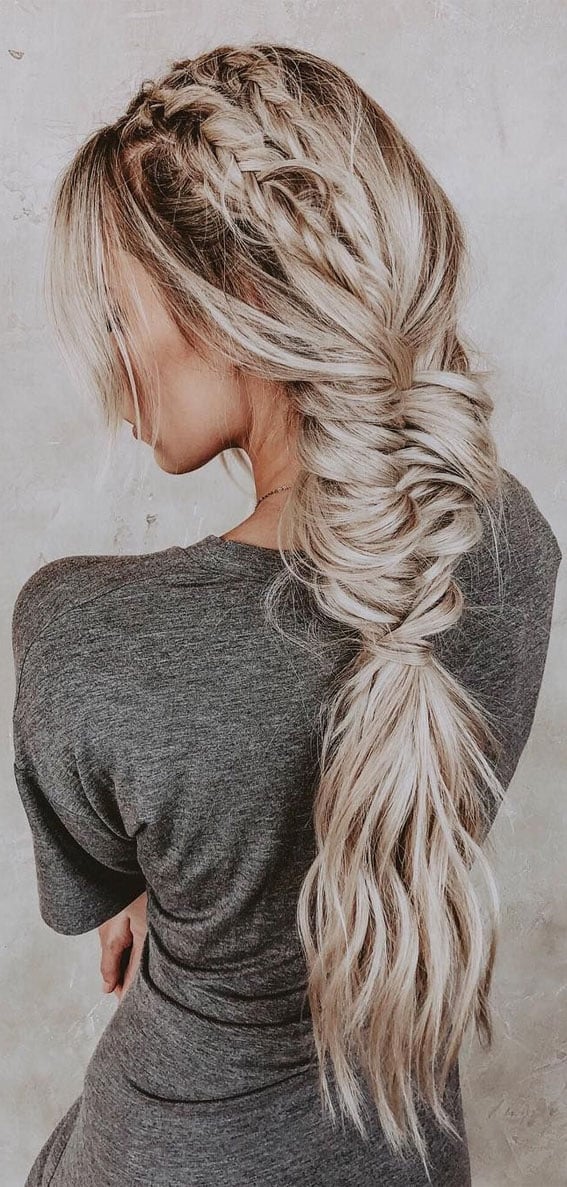 Voluminous Fishtail Braid Ash Blonde — Simple Messy Braids