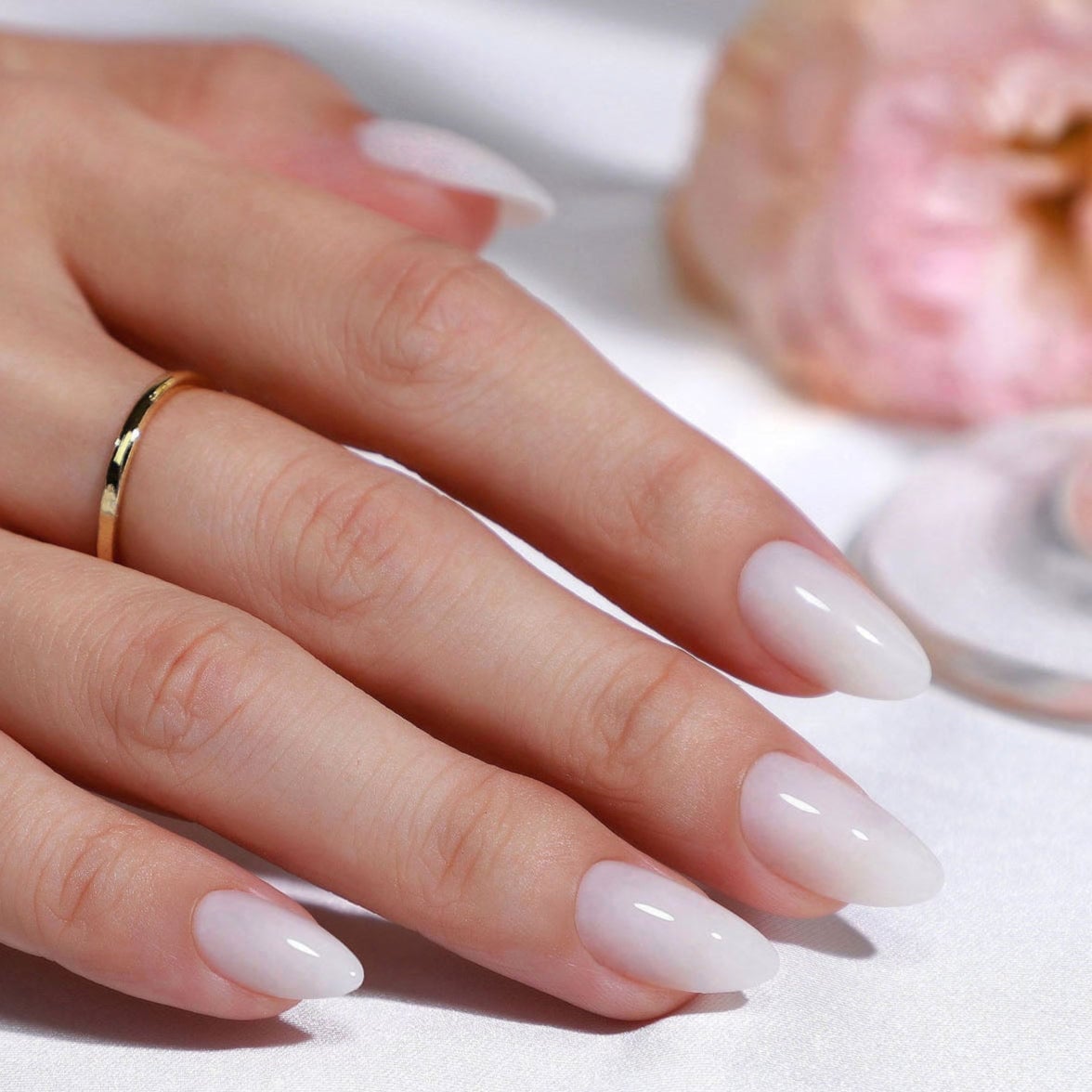 Glossy Sheer Milky Short Square Nails Glossy Sheer Milky Short Square Nails — Simple Milky White Nails