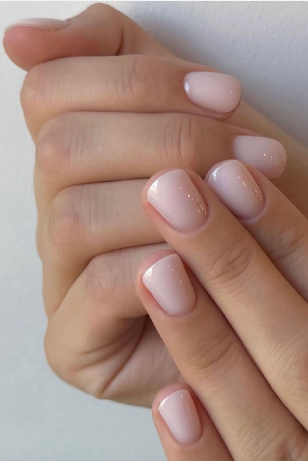 Glossy Milky Pale Pink Short Squoval Nails Glossy Milky Pale Pink Short Squoval Nails — Simple Milky White Nails