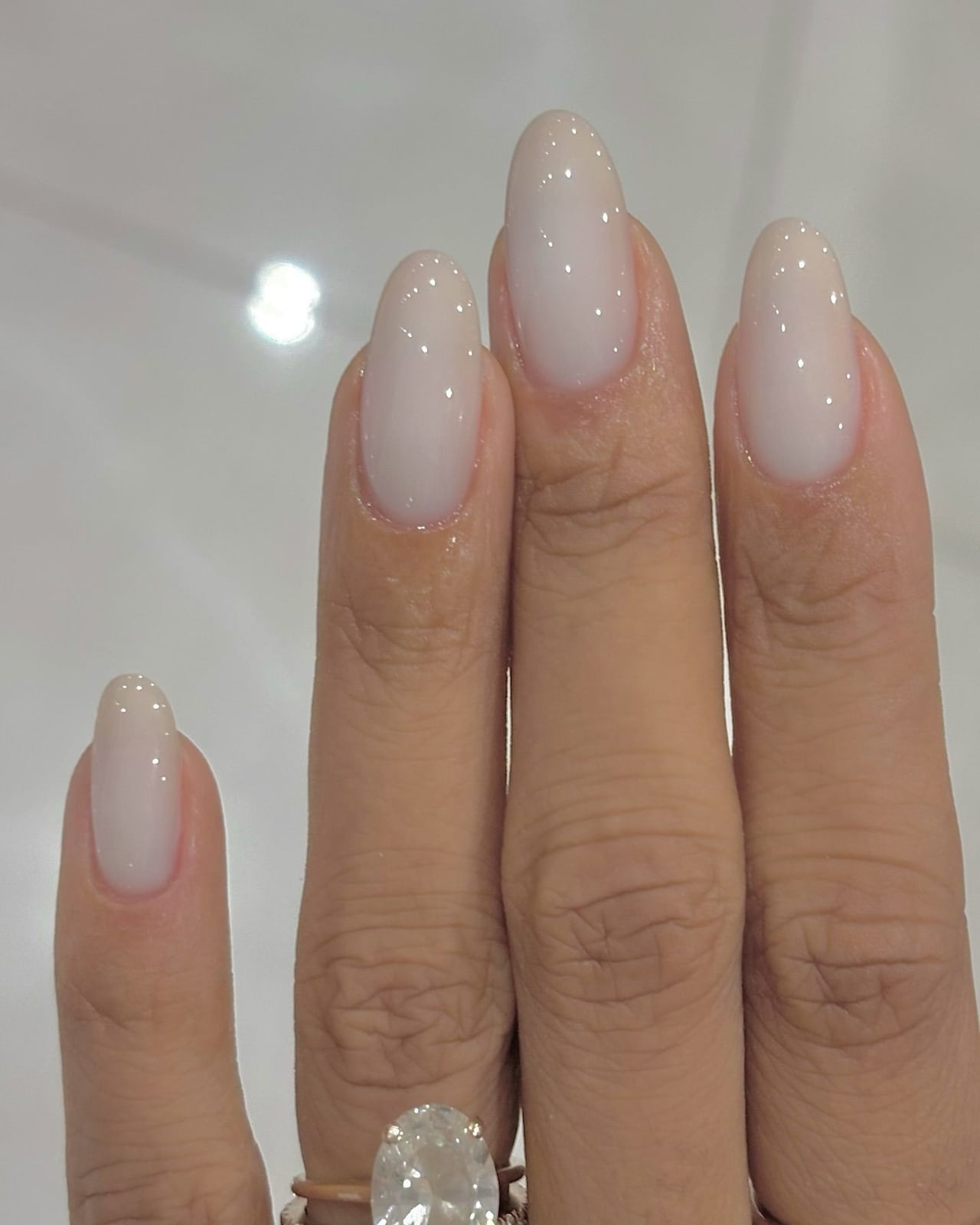Glossy Opaque Milky Medium Oval Nails, Soft Glossy Opaque Milky Medium Oval Nails, Soft — Simple Milky White Nails