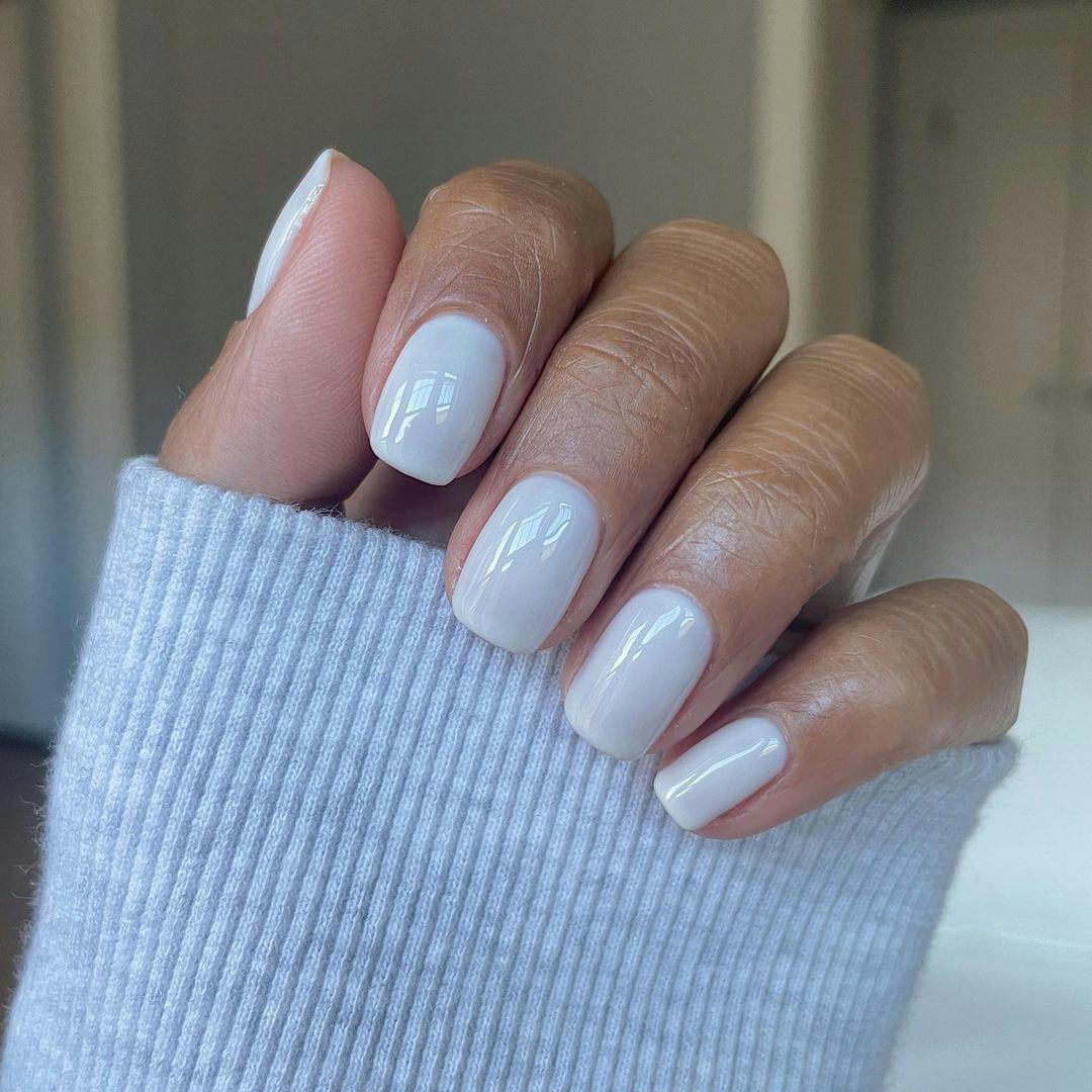 Translucent Milky White Medium Almond Nails Translucent Milky White Medium Almond Nails — Simple Milky White Nails