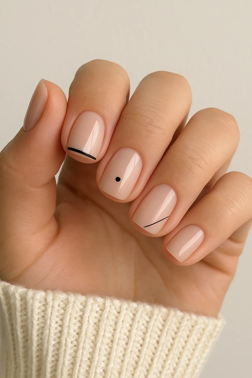 Short Square Nails With Minimalist Black Line Art Short Square Nails With Minimalist Black Line Art — Simple Minimalist Nails