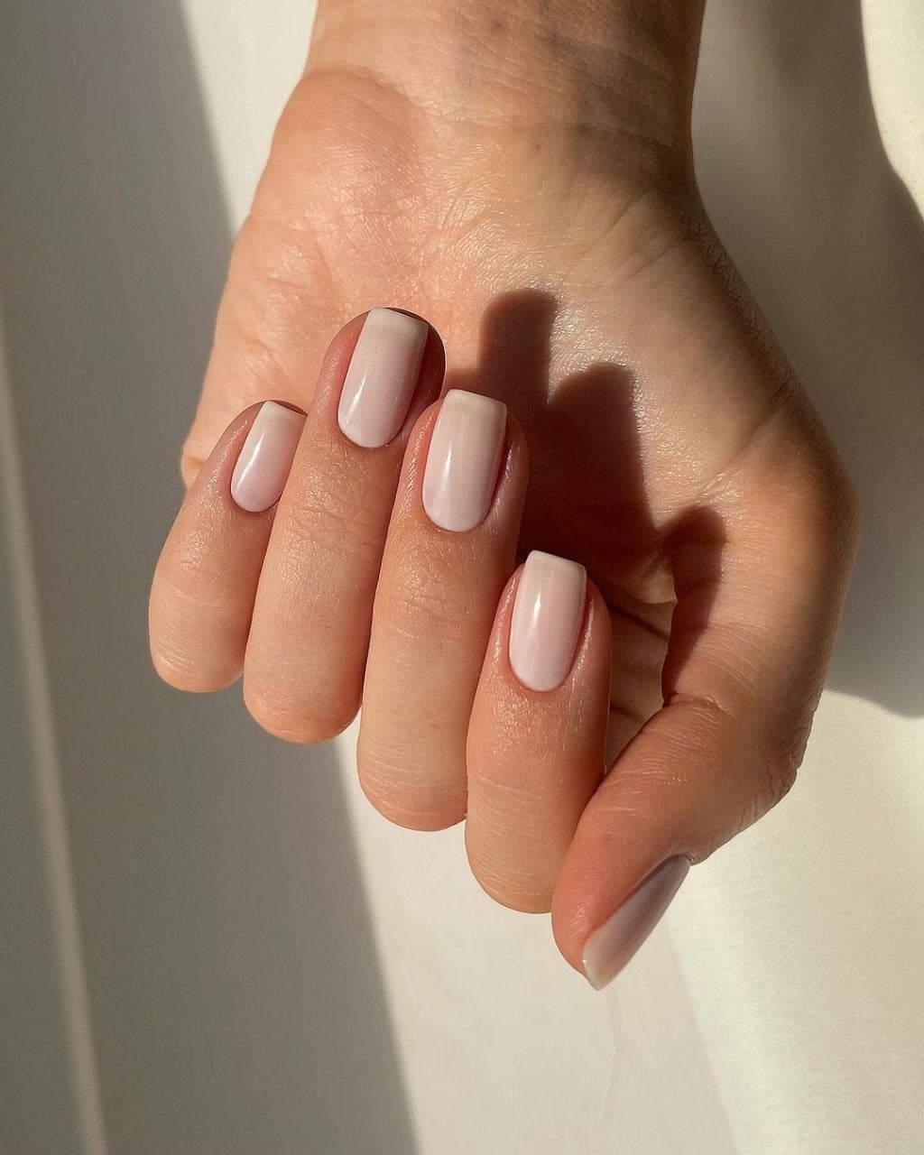 Pale Pink And Light Beige Short Square Nails Pale Pink And Light Beige Short Square Nails — Simple Minimalist Nails