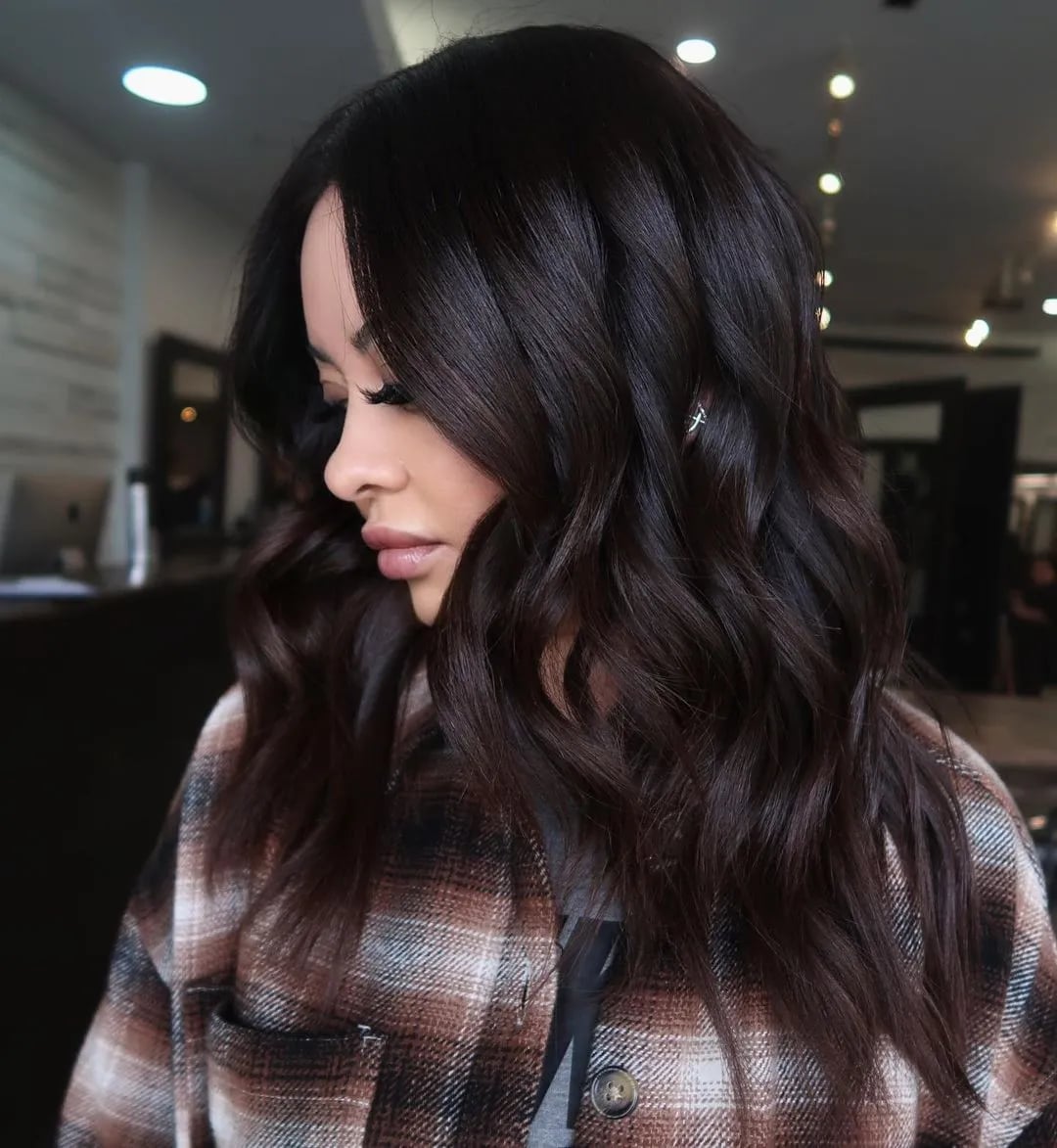 Collarbone Lob With Warm Mocha Tone — Simple Mocha Brown Hair