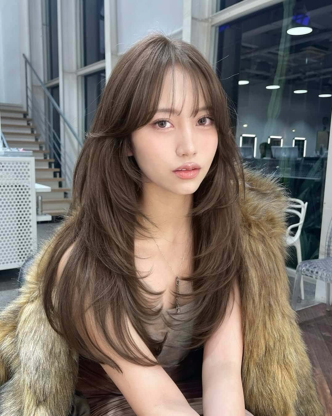 Collarbone Lob With Curtain Bangs — Simple Mocha Hair