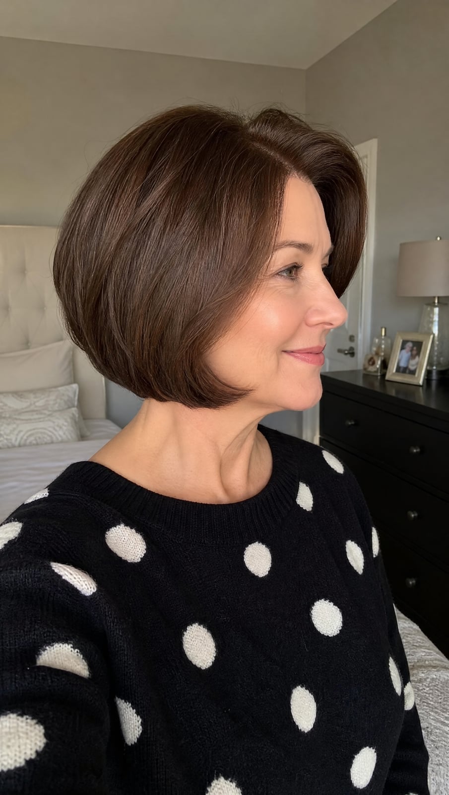 Ear Length Bob With Sharp Line — Simple Mocha Hair