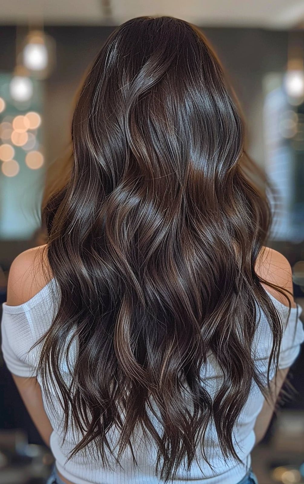 Mid-Back Waves With Subtle Highlights — Simple Mocha Hair