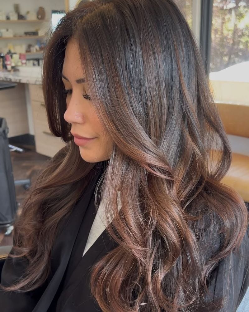 Mid-Back Waves With Red Undertones — Simple Mocha Hair