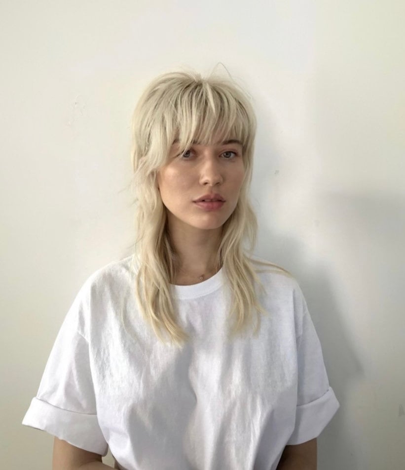 Platinum Collarbone Mullet With Soft Layers — Simple Mullet Hairstyles