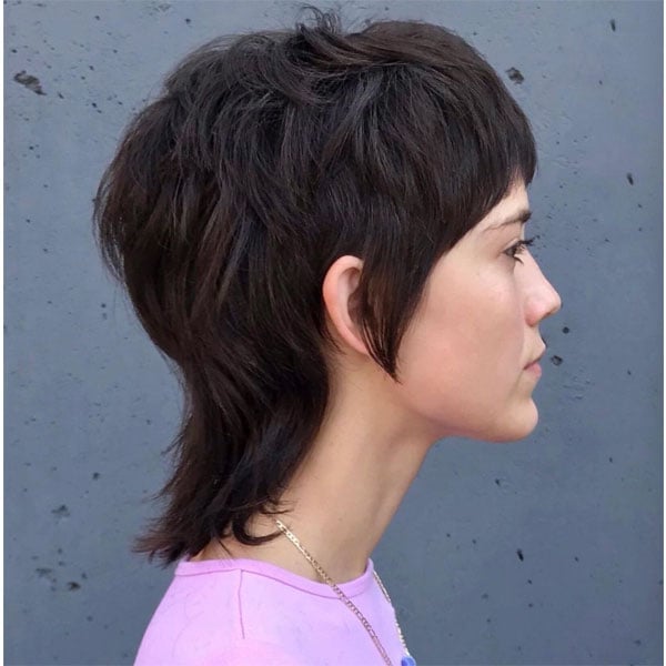 Short Dark Brown Mullet Ear Length — Simple Mullet Hairstyles