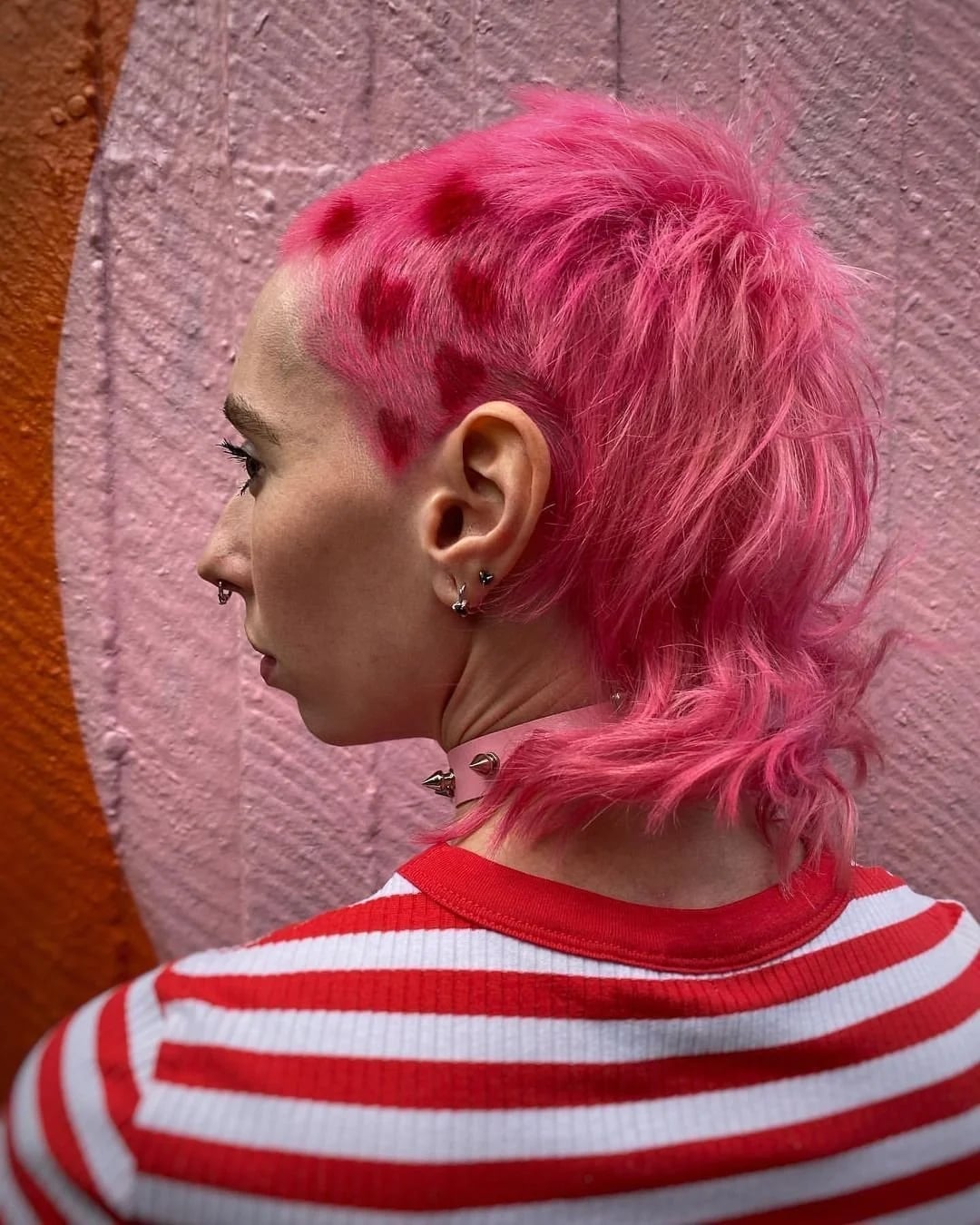 Bright Pink Mullet With Heart Cut-Outs — Simple Mullet Hairstyles