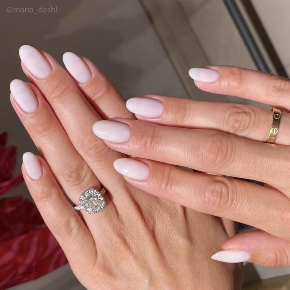 Medium Soft Square Milky White Glossy Medium Soft Square Milky White Glossy — Simple Nails for Wedding