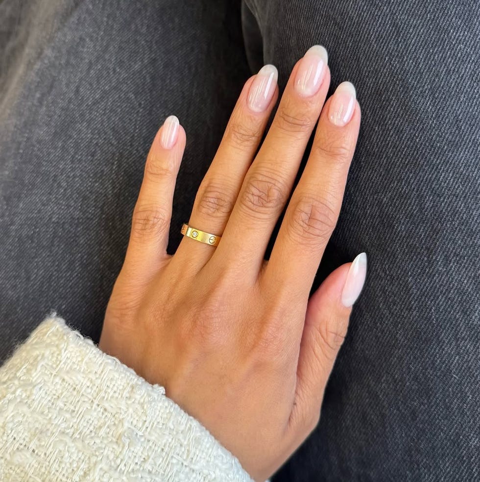 Medium Almond Milky Nude Glossy Finish Medium Almond Milky Nude Glossy Finish — Simple Nails for Wedding