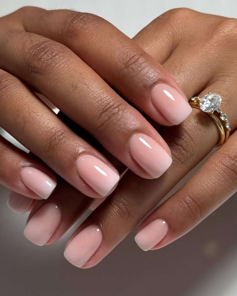 Short Square Ombre French Manicure Short Square Ombre French Manicure — Simple Nails for Wedding