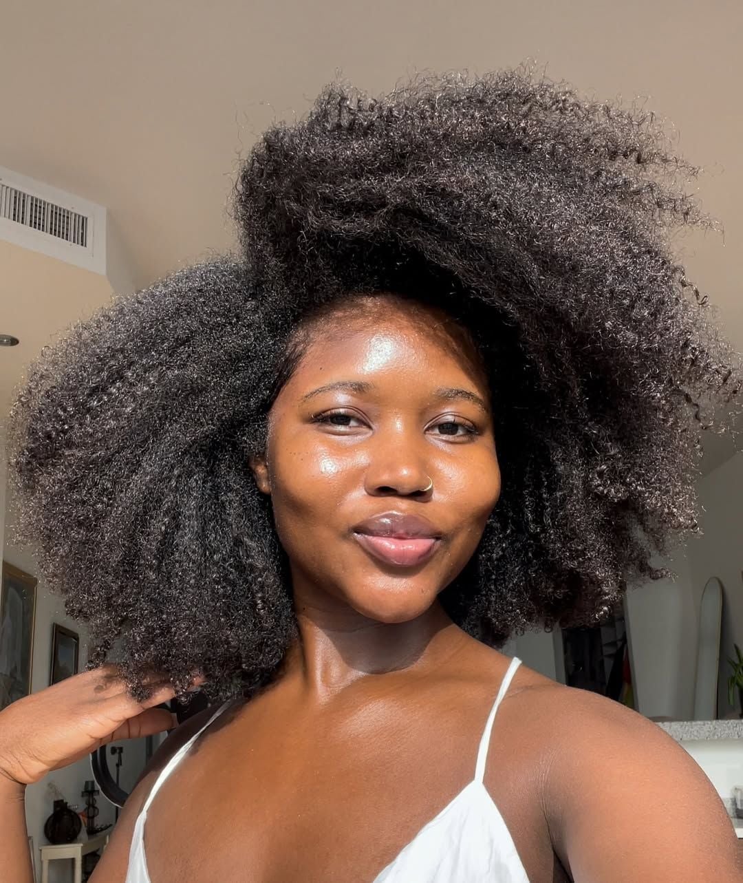 Mid-Back Black Curly Hair With Healthy Shine Mid-Back Black Curly Hair With Healthy Shine — Simple Natural Hair Hairstyles