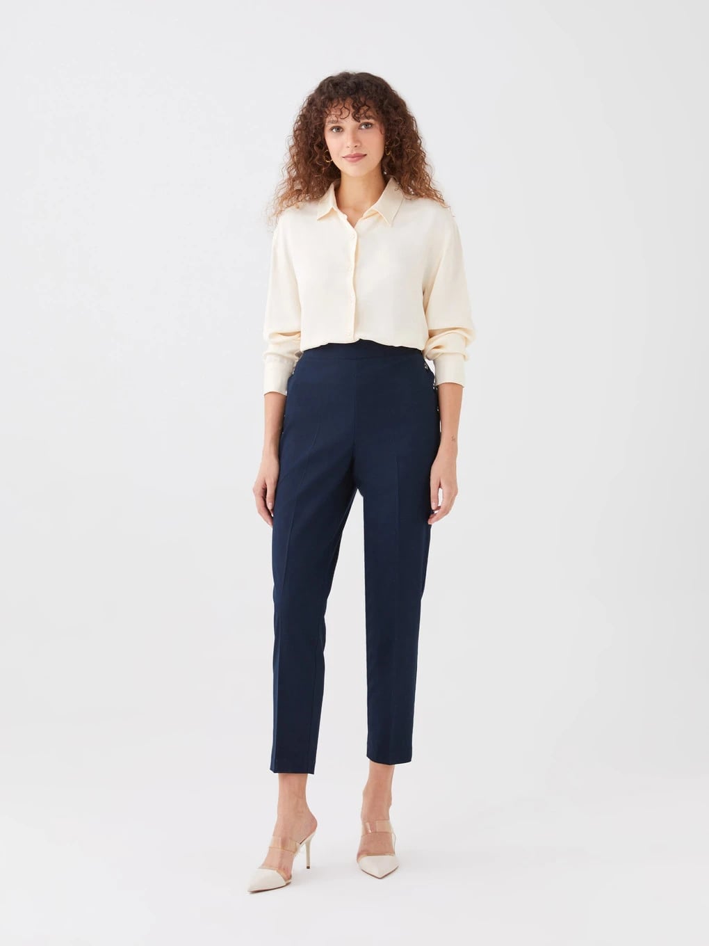 Navy Carrot Fit Trousers Navy Carrot Fit Trousers — Simple Navy Blue Pants Outfits