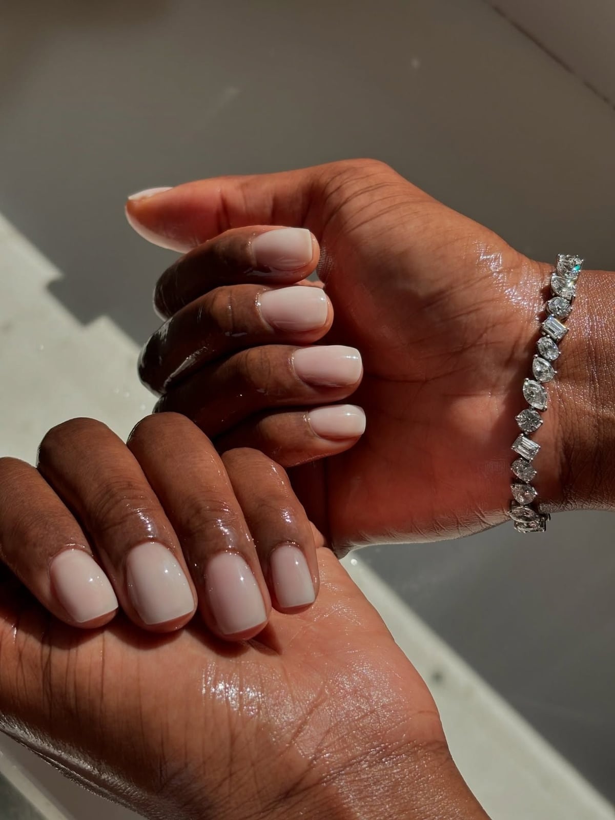 Subtle Glossy Pale Neutral Pink Short Soft Square, Everyday Version Subtle Glossy Pale Neutral Pink Short Soft Square, Everyday Version — Simple Neutral Nails Colors
