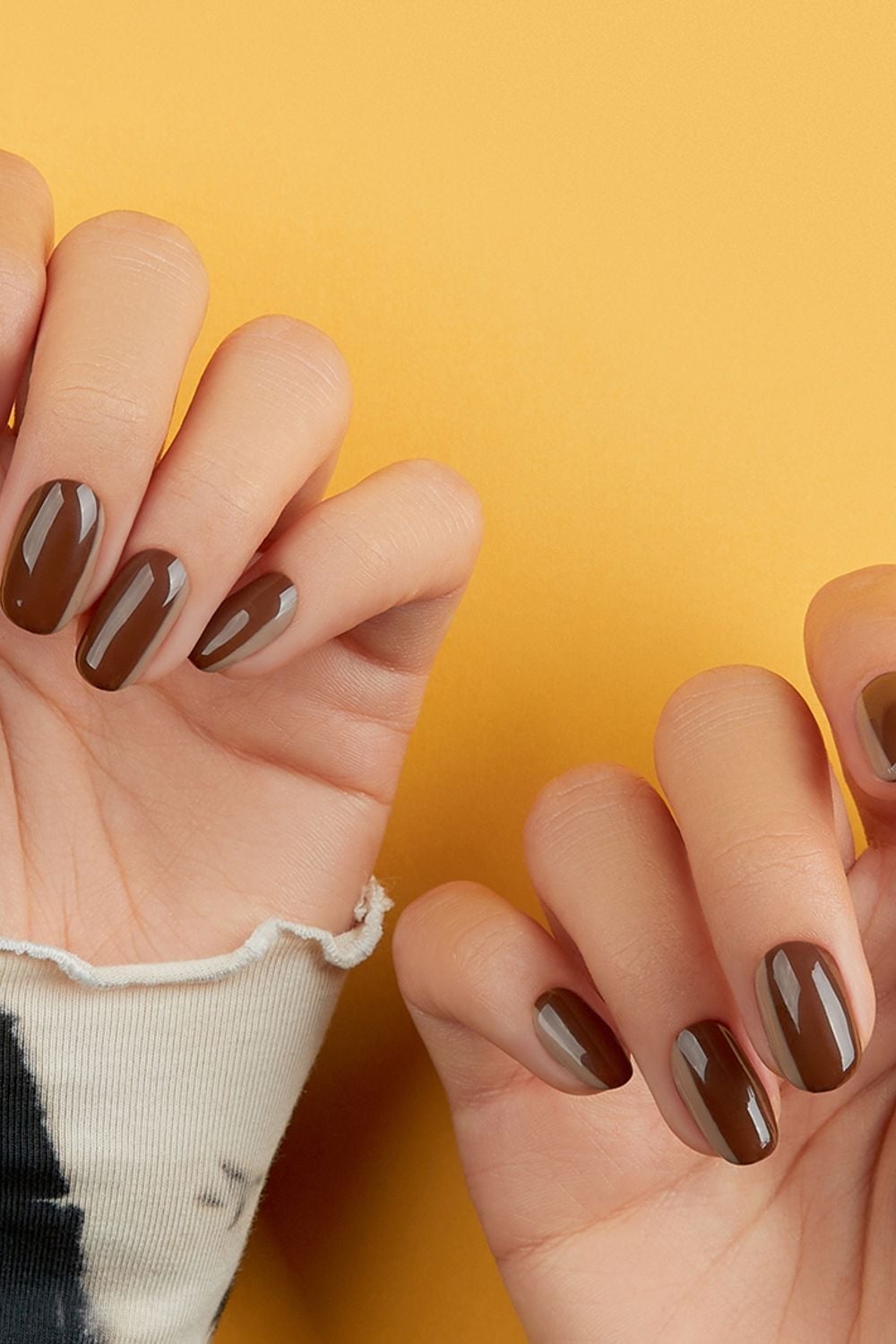 Glossy Chocolate Brown Short to Medium Oval Nails Glossy Chocolate Brown Short to Medium Oval Nails — Simple Neutral Nails Colors