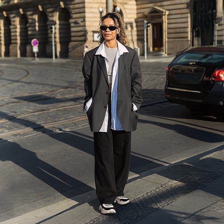 Layered Shirts with Wide-Leg Pants Layered Shirts with Wide-Leg Pants — Simple New Balance Outfits