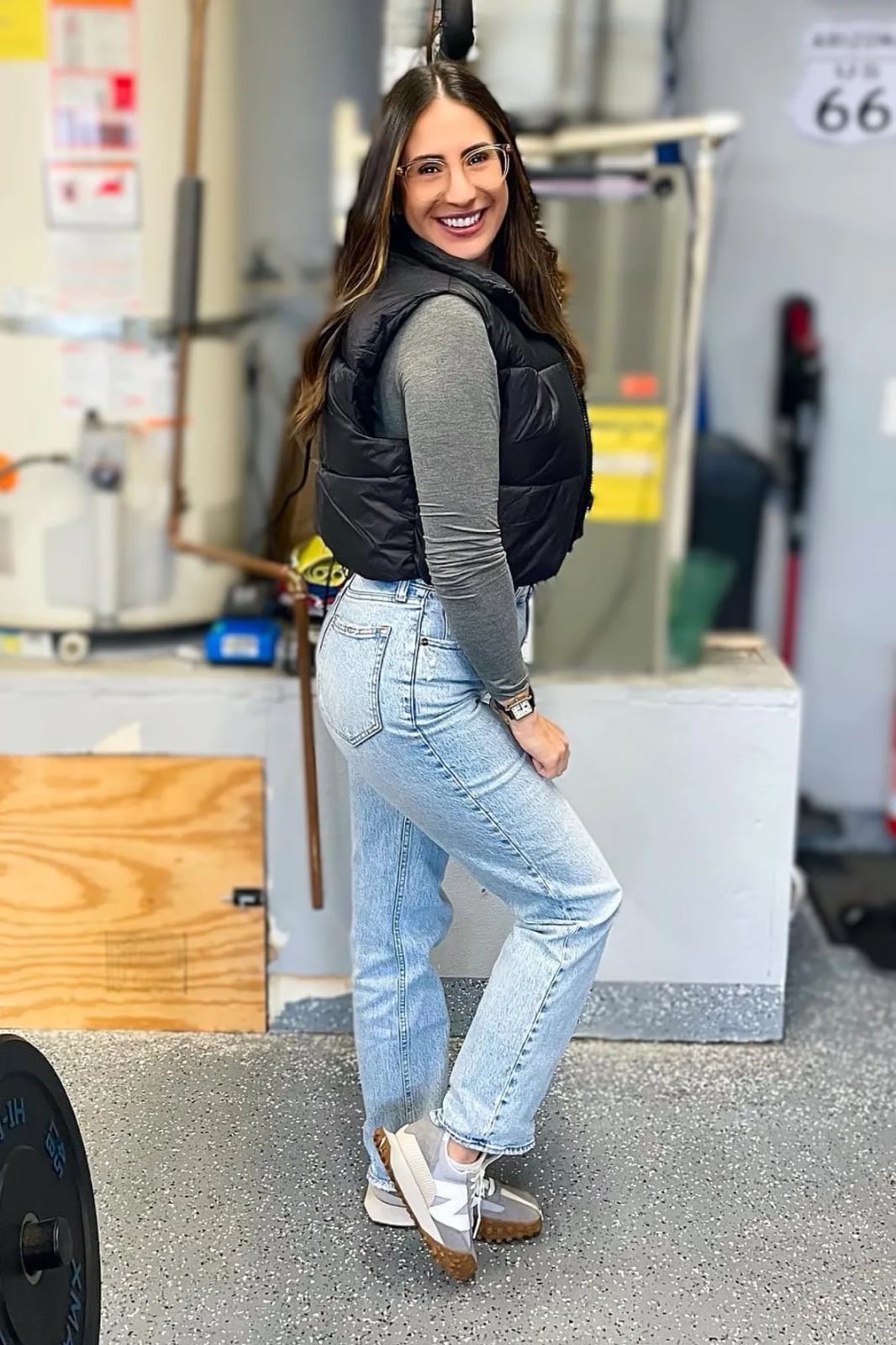Puffer Vest Over Turtleneck with Relaxed Jeans Puffer Vest Over Turtleneck with Relaxed Jeans — Simple New Balance Outfits