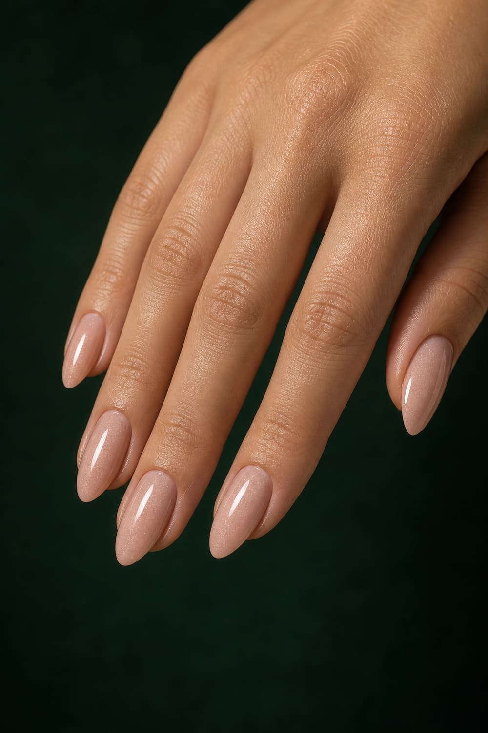 Milky Nude Almond Nails With Subtle Shimmer — Simple Nude Nails