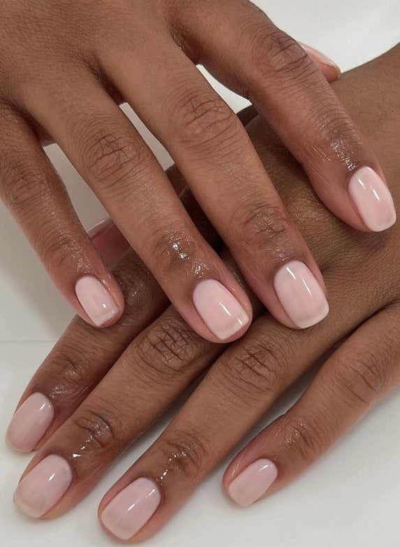 Short Square Opaque Light Nude Nails — Simple Nude Nails