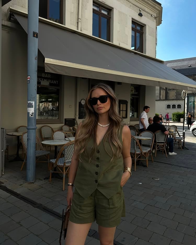 Olive Green Vest And Shorts Set Olive Green Vest And Shorts Set — Simple Olive Green Outfits