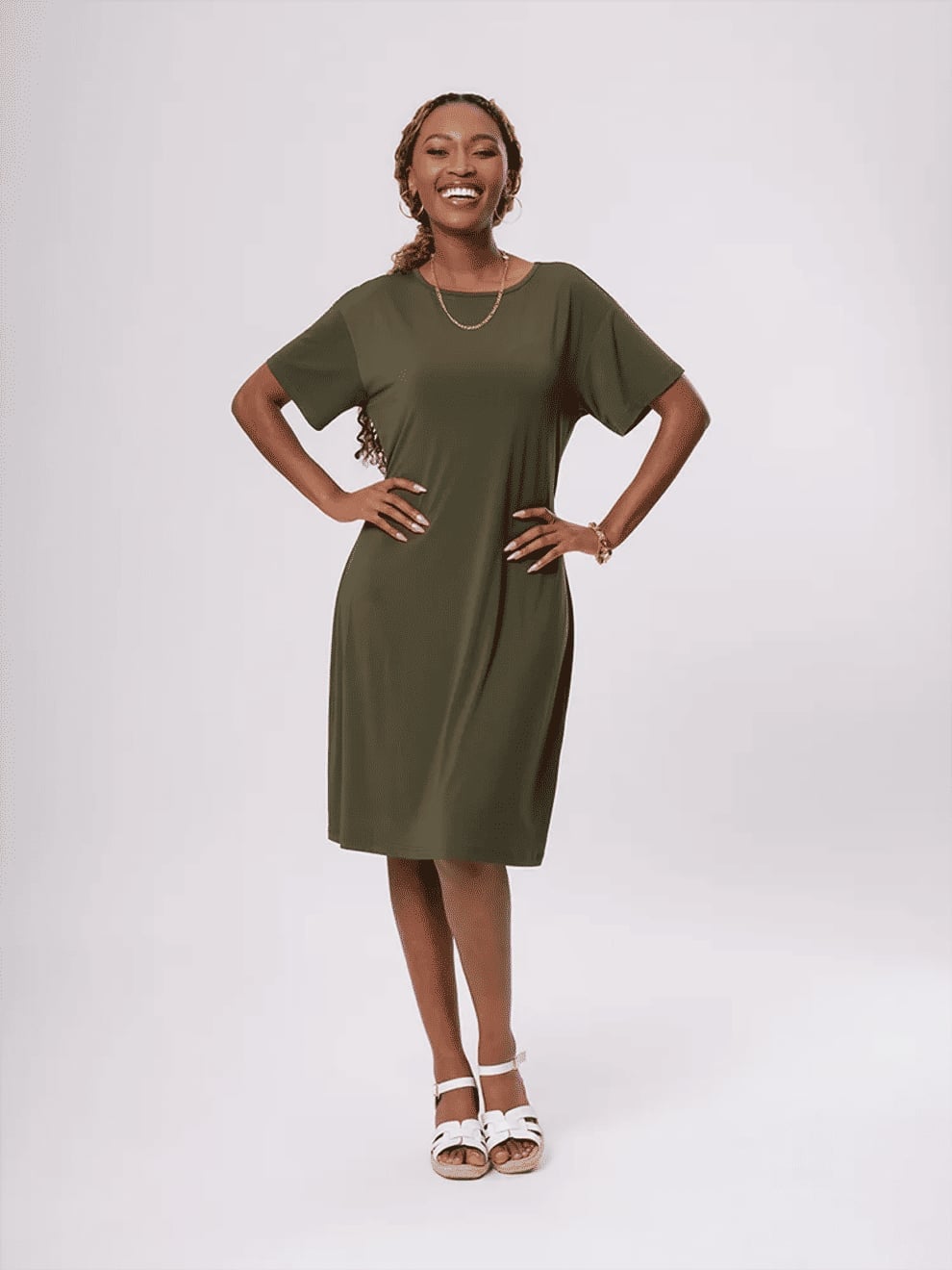 Olive Green Jersey T-Shirt Dress Olive Green Jersey T-Shirt Dress — Simple Olive Green Outfits
