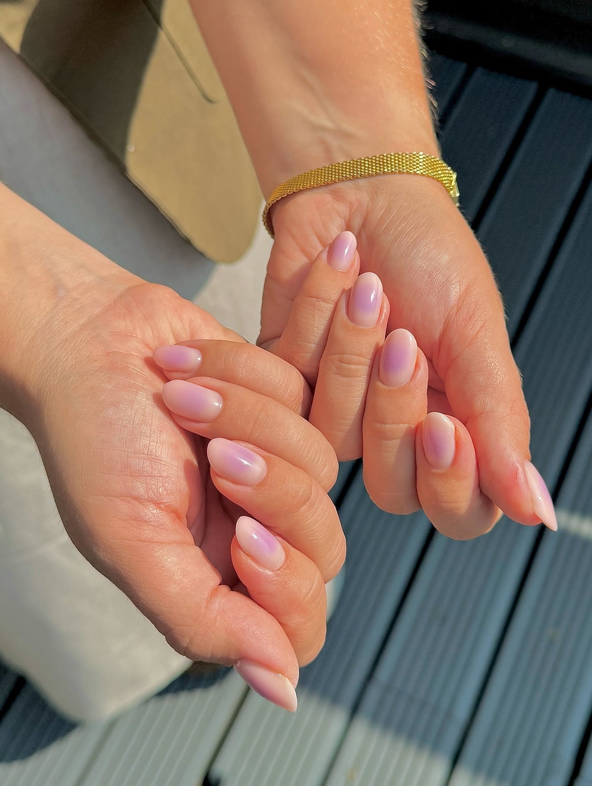 Pale Pink to Lavender Milky Ombre Short Almond — Simple Ombre Nails